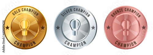 Creativity light bulb lamp idea gold silver bronze medal emblem award competition championship