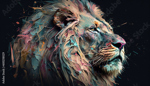 Fototapeta Naklejka Na Ścianę i Meble -  Lion animal abstract wallpaper. Soft background panthera in Pastel colors generative ai