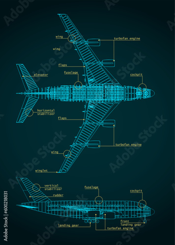 Large passenger plane blueprint