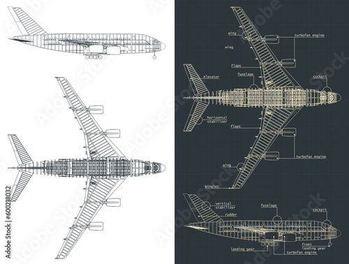 Large passenger plane blueprints