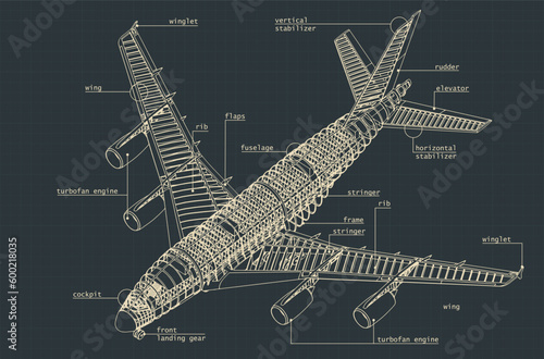 Large passenger plane isometric drawings