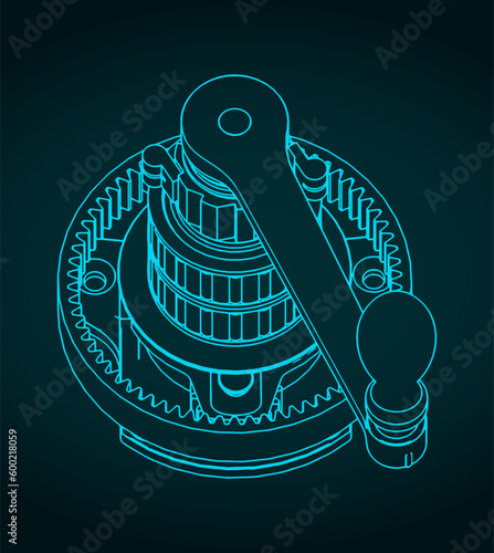 Sailboat winch internal structure blueprints