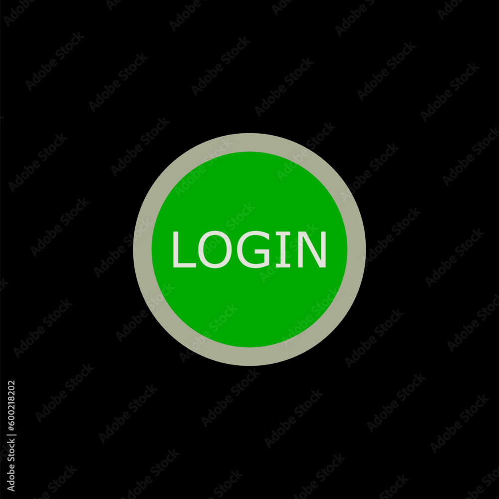 Login icon, button isolated on black background Login icon, button isolated on black background