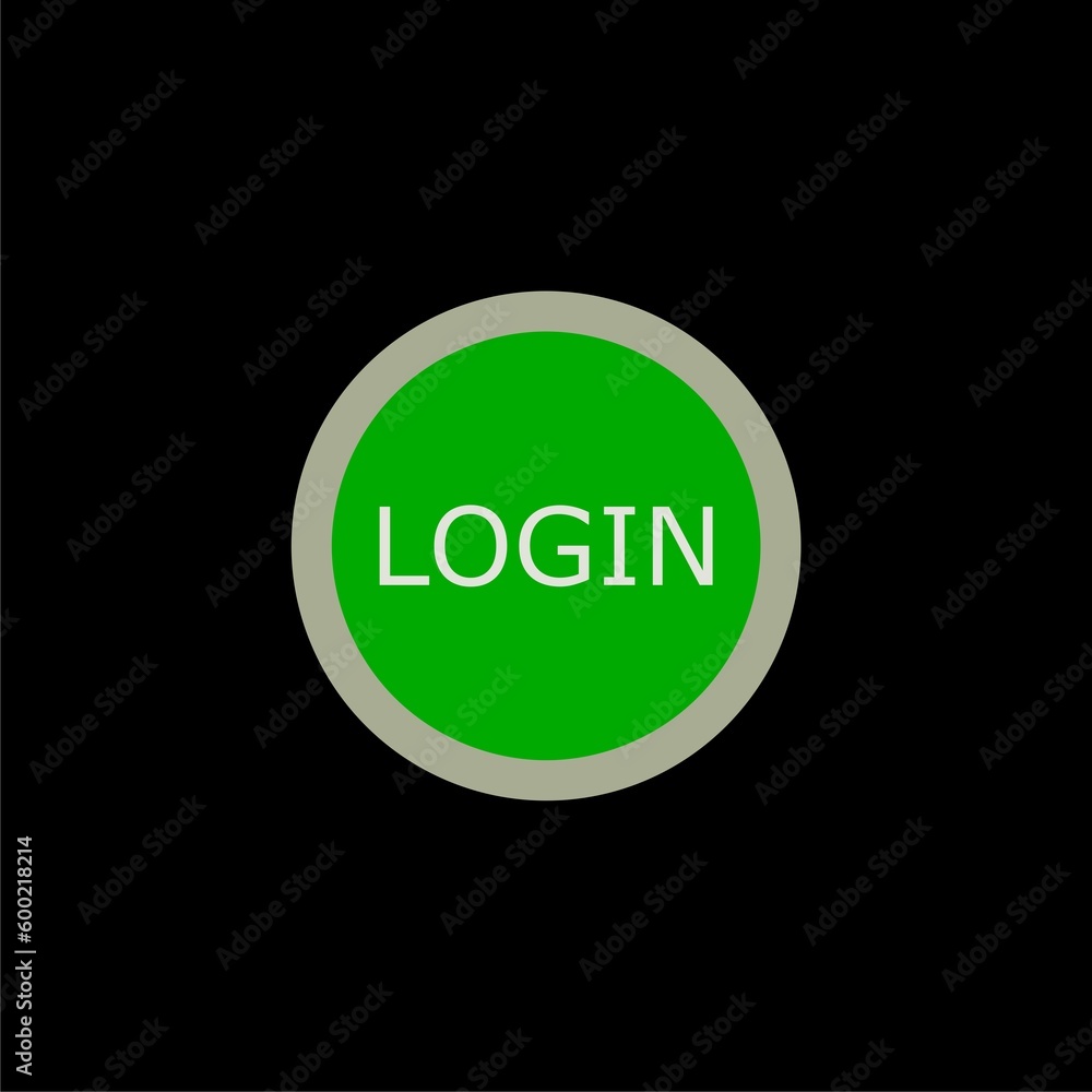 Login icon, button isolated on black background Login icon, button isolated on black background