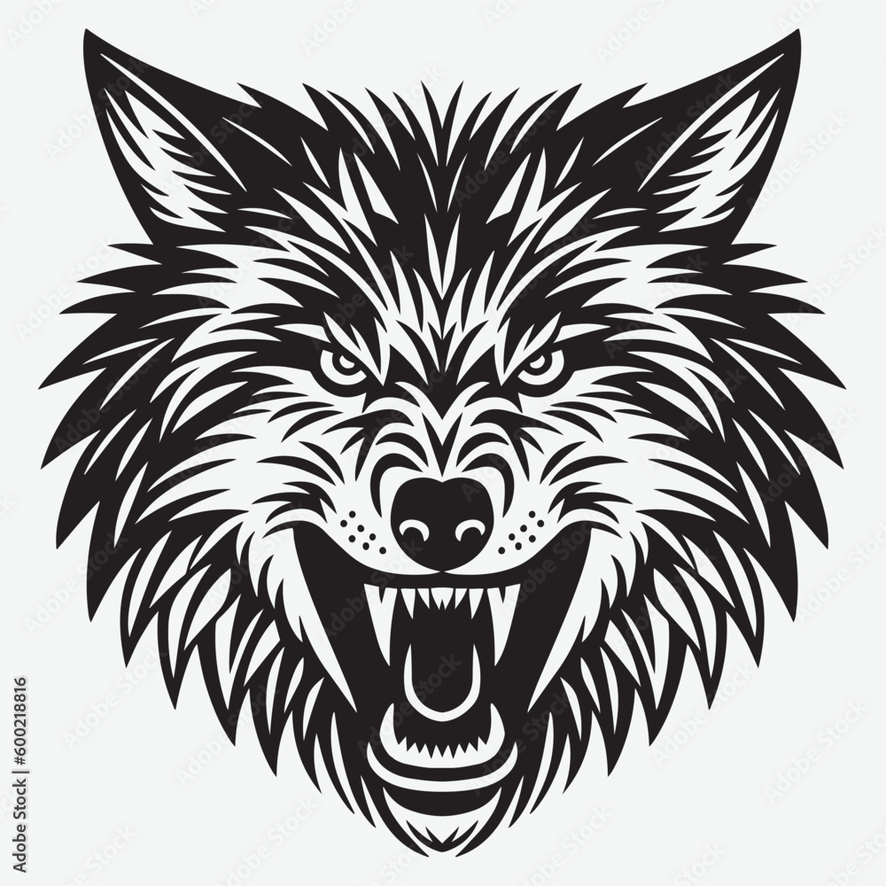 Wolf head Vector illustration. Cool wolf logo