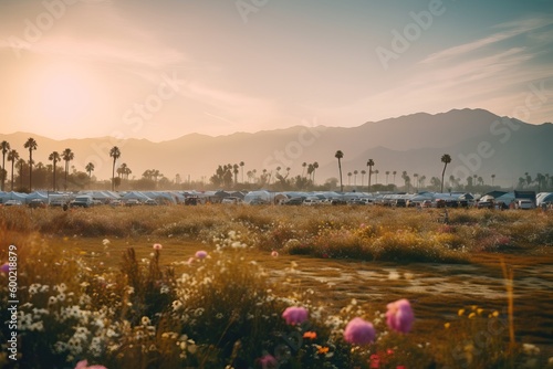 Aesthetic California festival landscape, generative ai