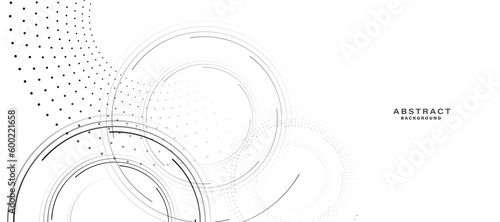 Abstract white background with black circle rings. Digital future technology concept. vector illustration.
