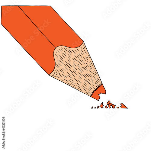 Broken pencil tip close-up in doodle style. Freehand drawing. Doodle. Hand Drawn. Outline.