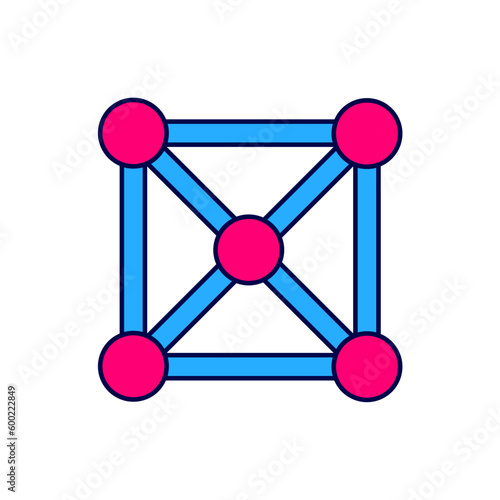 Filled outline Blockchain technology icon isolated on white background. Cryptocurrency data. Abstract geometric block chain network technology business. Vector