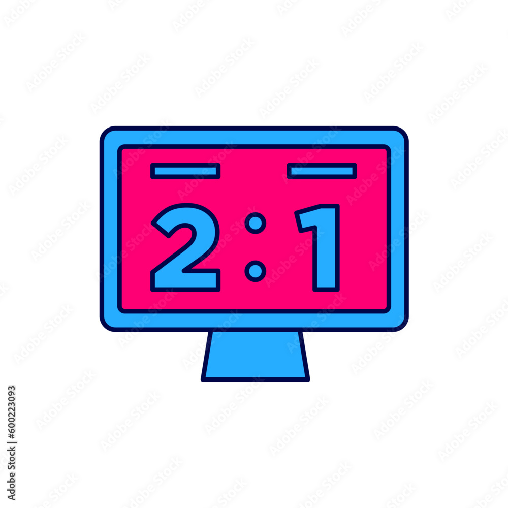 Filled outline Sport mechanical scoreboard and result display icon isolated on white background. Vector Filled outline Sport mechanical scoreboard and result display icon isolated on white background. Vector