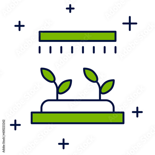 Filled outline Automatic irrigation sprinklers icon isolated on white background. Watering equipment. Garden element. Spray gun icon. Vector