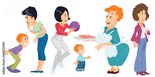 Set of Women and girls doing business. Illustration for internet and mobile website.