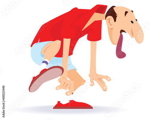 Exhausted man. Illustration for internet and mobile website.