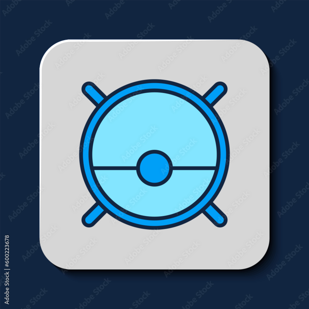 Filled outline Robot vacuum cleaner icon isolated on blue background. Home smart appliance for automatic vacuuming, digital device for house cleaning. Vector Filled outline Robot vacuum cleaner icon isolated on blue background. Home smart appliance for automatic vacuuming, digital device for house cleaning. Vector