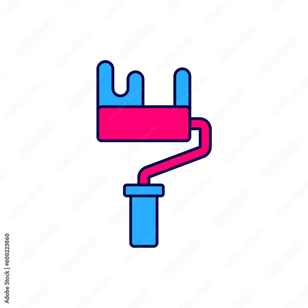 Filled outline Paint roller brush icon isolated on white background. Vector Filled outline Paint roller brush icon isolated on white background. Vector