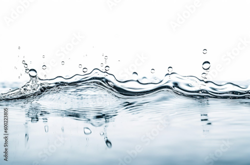 A wave of pure transparent spring water on a white background. Generative ai