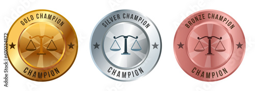 Law legislation scales symbol gold silver bronze medal legal balance competition championship prize best winner contest award