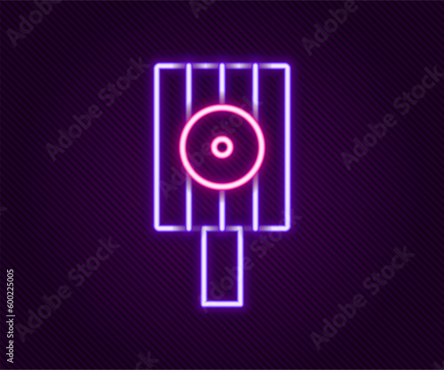 Glowing neon line Spray can nozzle cap icon isolated on black background. Colorful outline concept. Vector