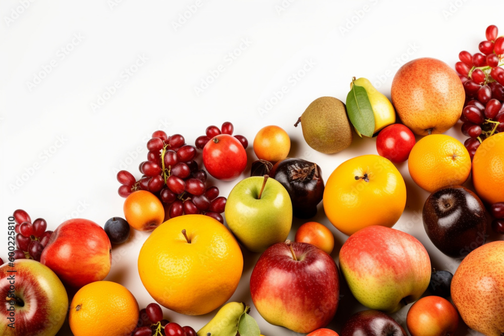 Fruits Scattered On A White Background Fruits Scattered On A White Background