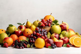 Fruits Scattered On A White Background
