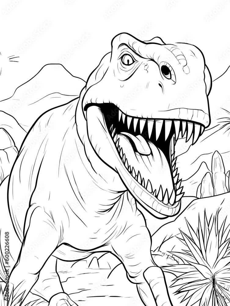 dinosaur coloring book for kids - obrazy, fototapety, plakaty 