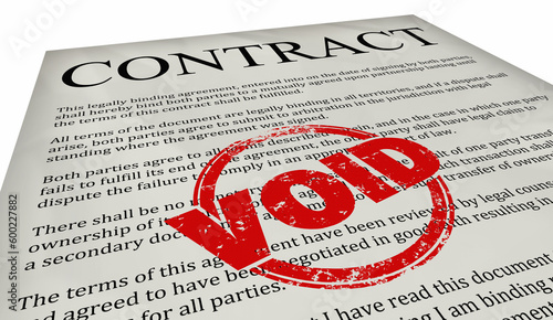 Void Contract End Stop Invalidate Agreement Nullify Terminate 3d Illustration