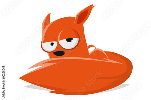 funny cartoon squirrel looking very sleepy