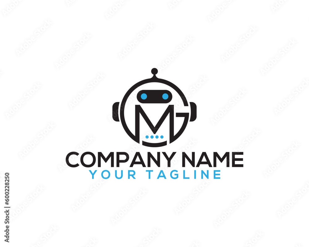 Letter MG and GM bot logo design concept. Creative Virtual assistant and  Artificial intelligence vector illustration. vector de Stock | Adobe Stock