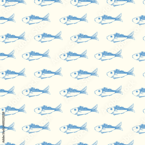 Vector illustration of fish pattern for print 