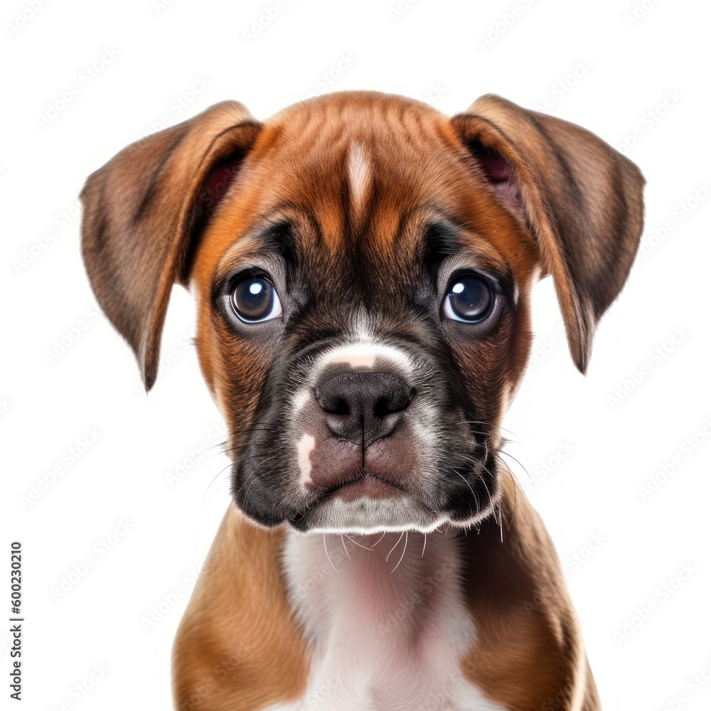Baby Boxer Breed Puppy Dog Portrait Close Up Generative AI