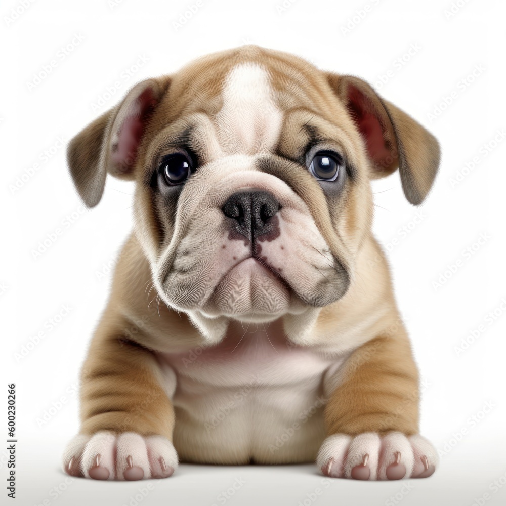 Baby Bulldog Breed Puppy Dog Portrait Close Up Generative AI