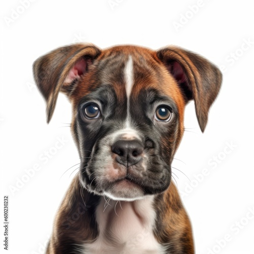 Baby Boxer Breed Puppy Dog Portrait Close Up Generative AI