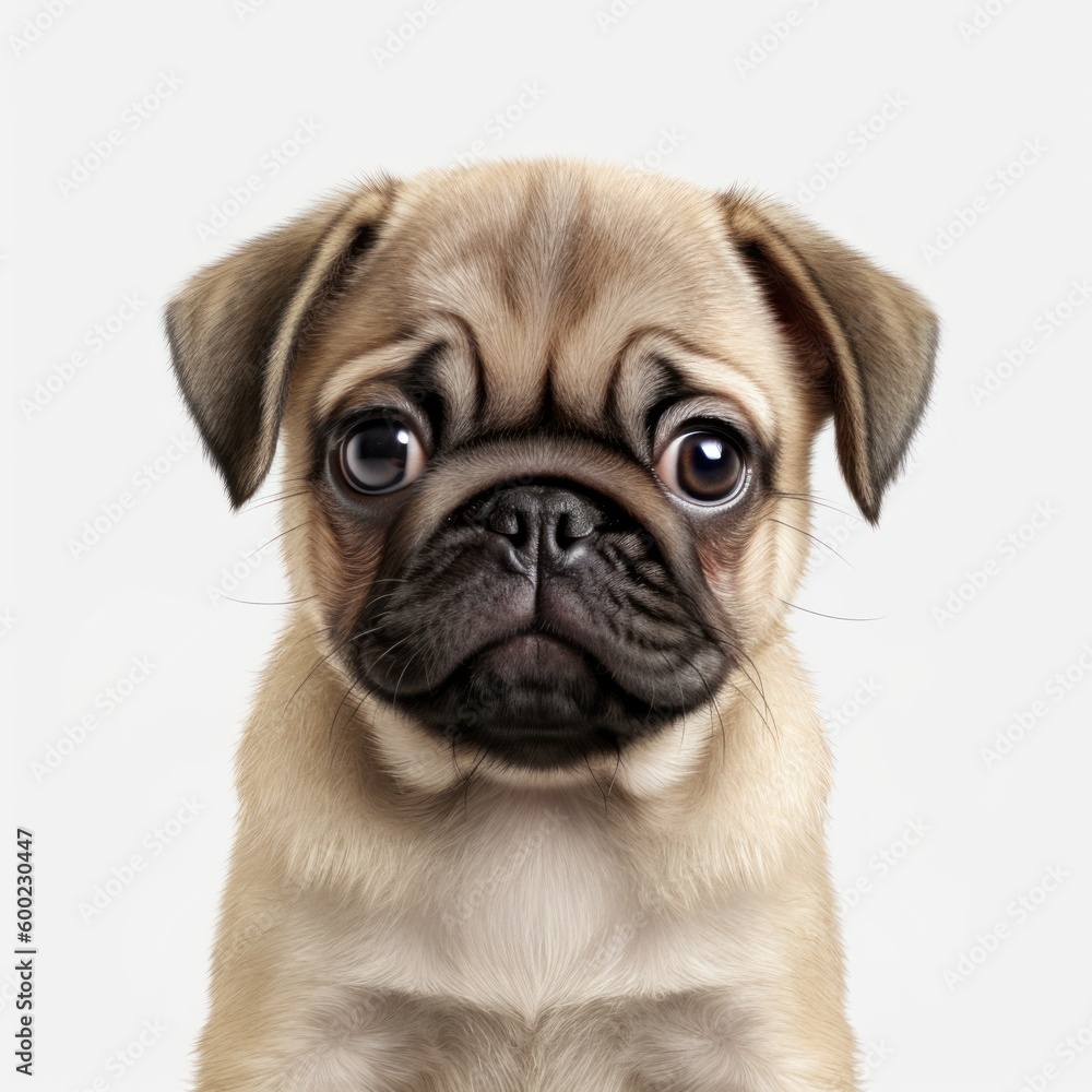 Baby Pug Breed Puppy Dog Portrait Close Up Generative AI Baby Pug Breed Puppy Dog Portrait Close Up Generative AI