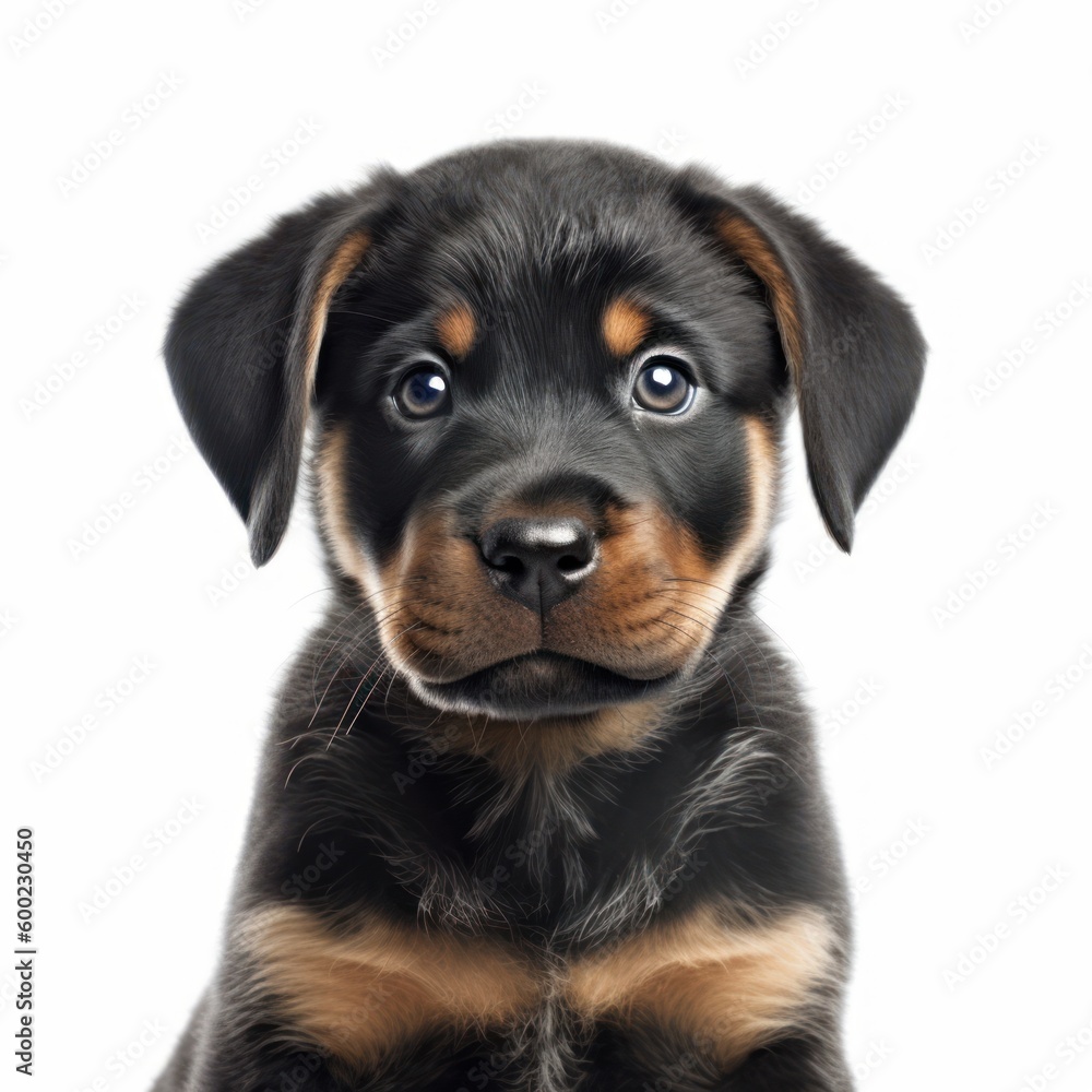 Baby Rottweiler Breed Puppy Dog Portrait Close Up Generative AI