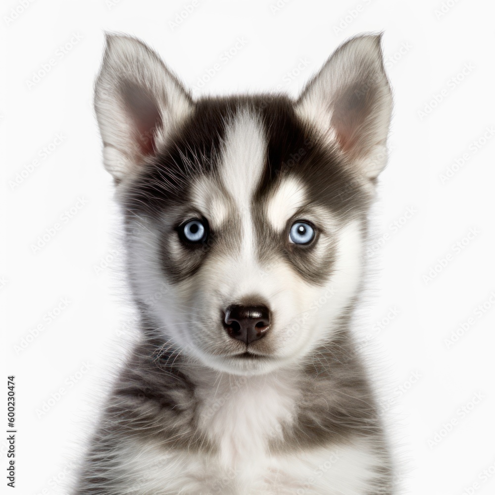 Baby Siberian Husky Breed Puppy Dog Portrait Close Up Generative AI
