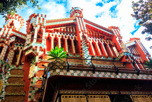 Photography Facade of Casa Vicens in Barcelona, Spain