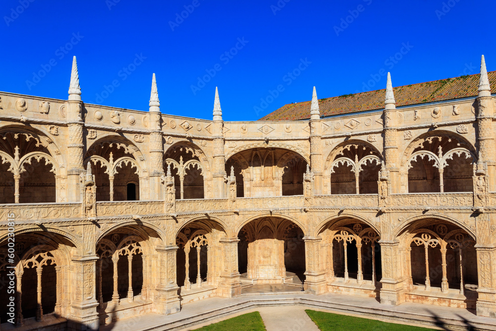 Courtyard of the Jeronimos monastery in Lisbon, Portugal