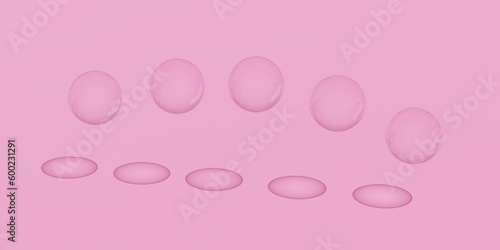 Soap bubbles on pink background. Abstract. 3d rendering