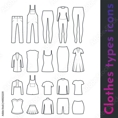 Line vector of clothes wear set for online store shop and web
