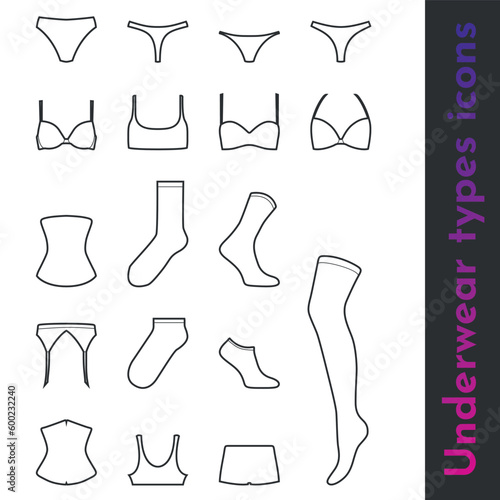 Set of lingerie and underwear line vector pack for online store shop and web