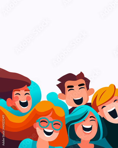 Group of happy smiling people on white background.