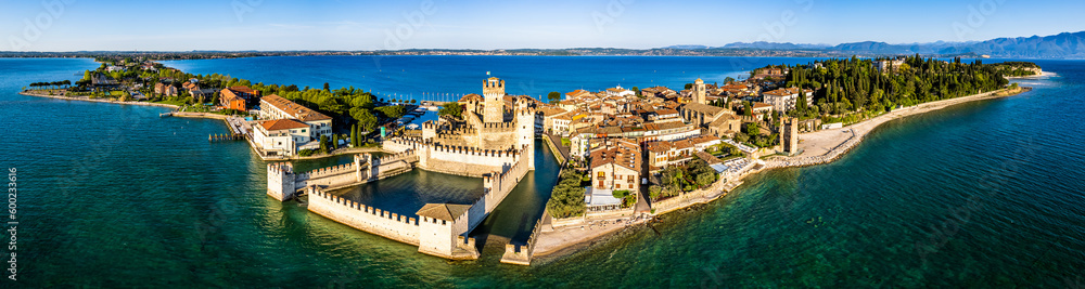 old town and port of Sirmione in italy - obrazy, fototapety, plakaty 