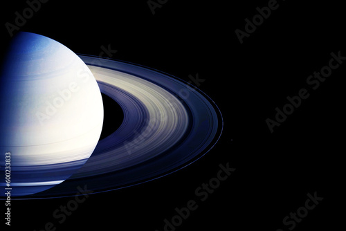 The planet Saturn on a dark background. Elements of this image furnished NASA.