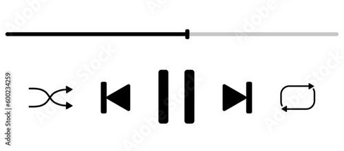 Music player vector. Media player buttons for music app
