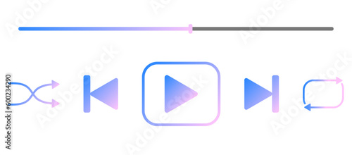Music player vector. Gradient media player buttons for music app
