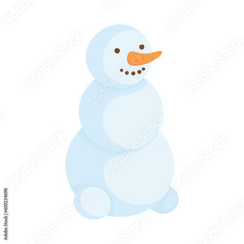 Cute snowman, winter season symbol cartoon vector illustration