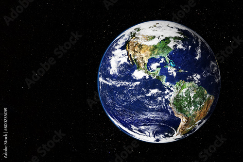 Planet Earth from outer space, on a dark background.