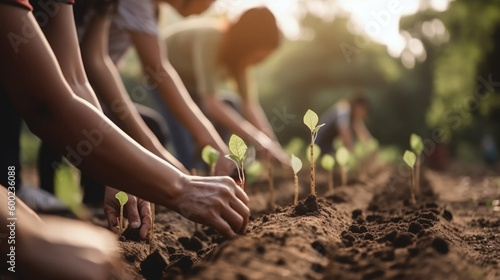 Growing Together: Generative AI Hands Planting Trees and Working in a Community Garden