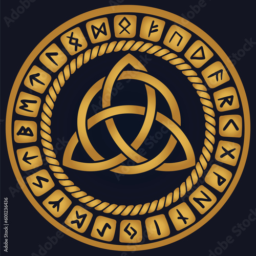 Triquetra in circle trikvetr knot shape trinity vector 