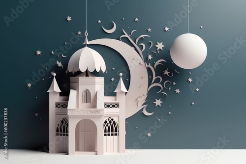 Islamic New Year. The day of the beginning of the year according to the Islamic calendar, the first day of the month of Muharram. Muslim, tradition, religion, moon. Generative AI photo
